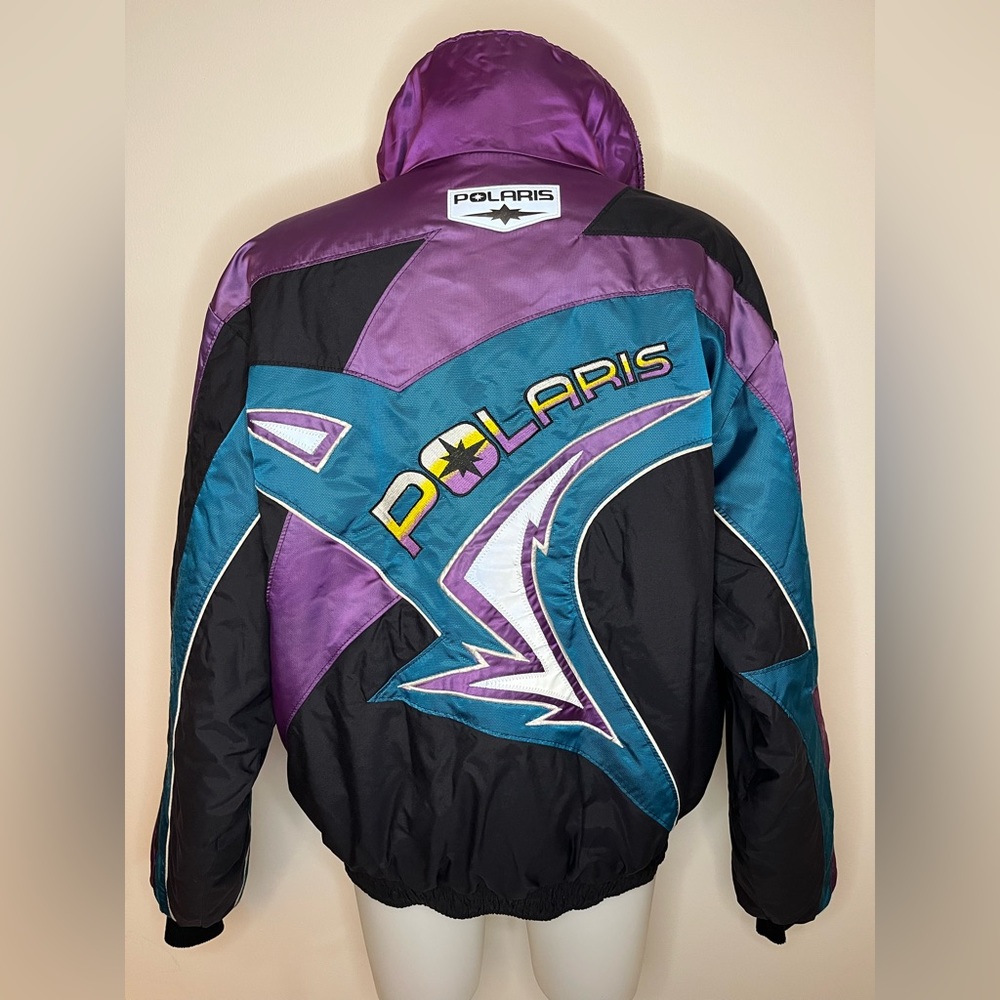 Vintage Blue Polaris Snowmobile Ski Insulated Winter Jacket USA Mens Large. - Picture 4 of 8